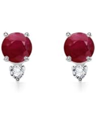 Round Ruby Diamond Earrings - Made In USA