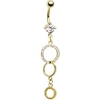 Gold Plated Trio Cz Circular Dangle Belly Ring