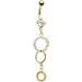 Gold Plated Trio Cz Circular Dangle Belly Ring