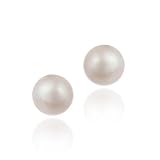 18K Gold over Sterling Silver Freshwater Cultured 9-9.5mm Pink Pearl Stud Earrings