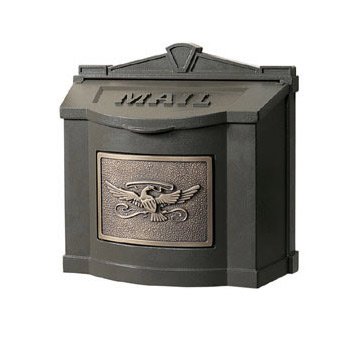 Gaines Mail Boxes WM-5WM-5C WM-5C-Leaf Design Door Hardware Wallmount Mailbox Metallic Bronze W/ Antque Bronze Plaque With Eagle OR Leaf Design