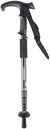 1 Pole of Aluminum Alloy Straight Retractable Hiking Stick Antishock Alpenstock For Climbing Walking Hiking - Black