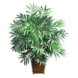 Nearly Natural 6556 Bamboo Palm w/Wood Wicker Basket Silk Plant