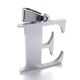 Konov Jewellery Unisex Mens Womens Initial Letter Charm Pendant Name Necklace, Color Silver, Letter E