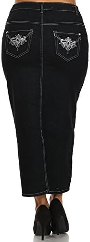 Love Sweet Women's Denim Long Skirt Stretchy With Back Embellished Plus Size 16