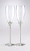 Silver and Crystal Stem Engraved Glass Toasting Flutes with Free Engraving and Shipping
