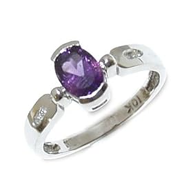 Amethyst White Gold and Diamond Gemstone Ring by Szul