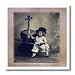 Vintage Child with Big Cello - 8x8 Iron On Heat Transfer For White Material