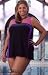 Delta Burke Contrast Stripe Plus Size Swimdress Swimsuit - Women's Swimsuit Plus Size Swimsuit