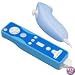2 Tone Silicone Skin Case for Nintendo Wii Remote Control & Nunchuk - Blue and Solid Blue