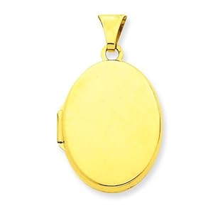 14K Yellow Gold Oval Locket Photo Pendant Jewelry