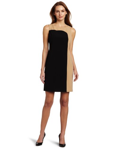 Evan Picone Women's Evan Picone Color Block Shift Dress, Black/Natural, 14