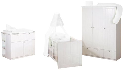 Roba 58701 - Dream World 2 Kinderzimmer Komplett-Set mit 3-t&uuml;rigem Schrank, Wickelkommode und Bett (ohne Textilien)