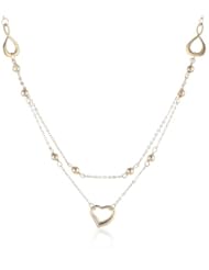 14K Yellow Gold Infinity and Heart Necklace, 16.25"
