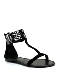Embellished T-Strap Sandals