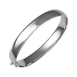14k White Gold 9.8mm Solid Domed Bangle - 7 Inch