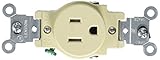 Leviton T5015-I 15-Amp 125-Volt NEMA 5-15R, 2P, 3W, Narrow Body Single Receptacle, Ivory by Leviton