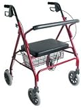 American Bantex Heavy-Duty Rollator, Burgundy (400 lb Capacity)