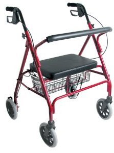 American Bantex Heavy-Duty Rollator, Burgundy (400 lb Capacity)