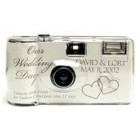10 Pack Personalized Silver Love Wedding Cameras - Matching Table Cards Included - 27 Exposures -... by Cameras for All