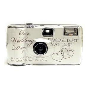 10 Pack Personalized Silver Love Wedding Cameras - Matching Table Cards Included - 27 Exposures -... by
