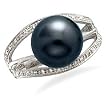 14K White Gold Ring Featuring an 11mm Cultured Tahitian Pearl and 30 Diamonds with Wood Box