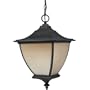 Thomas Lighting PL9154-7 Trent - One Light Outdoor Hanging Fixture, Matte Black Finish Hand Painted Aged Linen Glass