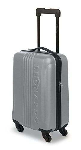 31L Leonardo Suitcase Travel Suitcase Hand Luggage Trolley Hard Sided Board Case silver Maße: ca. 50 x 32 x 20 cm