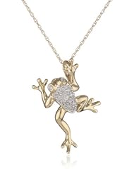 XPY 14k Yellow Gold Diamond Frog Pendant (.04 ct)