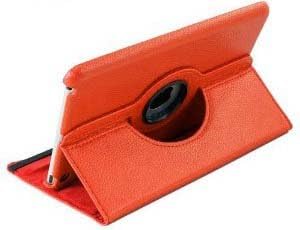 MegaGear 360 Degrees Rotating Stand Leather Smart Cover Case for iPad Mini/New iPad 7.85 inch Tablet (Orange)
