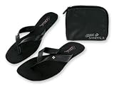 Sidekicks Foldable Flip Flop Sandals w/ Carrying Case Black Medium