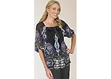 Misses Bay Studio Career Blue Multi Elbow Sleeve Blouse