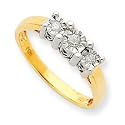 10k and Rhodium Polished 3-stone Ring - Size 6