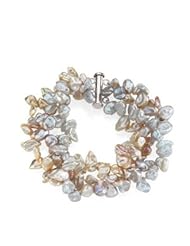 Genuine IceCarats Designer Jewelry Gift Sterling Silver Freshwater Keshi Multi-Color C. 08.00 - 09.00 Mm/07.50 Inch Freshwater Keshi Multi-Color C In Sterling Silver