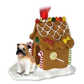 Bulldog Ginger Bread House Christmas Ornament
