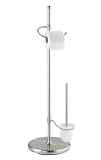 WENKO 16831100 Stand WC-Garnitur Adiamo - h&ouml;henverstellbar, Glas, Stahl mattiert, 28 x 88 x 28 cm