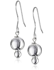 Sterling Silver Large Polished Bead Drop French Wire Earrings