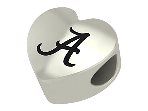 Alabama Crimson Tide Sterling Silver Heart Bead Fits Most European Style Bracelets