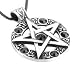 Black Crystal PENTAGRAM Silver Tone PEWTER Necklace