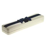 Jewelry Gift Box White Leatherette Bracelet w/ Blue Bow