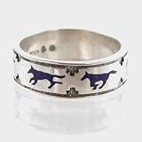 Sterling Silver & Lapis Lazuli Running Wolf Band Ring, #10989