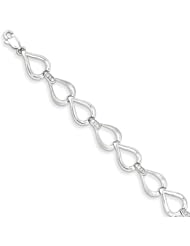 Genuine .925 Sterling Silver Rhodium Plated Diamond Teardrop Link Bracelet 7.7 Grams . 100% Satisfaction Guaranteed.
