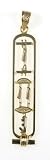 Egyptian Cartouche Pendant with SISTER in Ancient Egyptian Hieroglyphics - Open Style- in 18K Gold, Sterling Silver or Sterling Silver with Gold Symbols