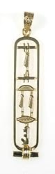 Egyptian Cartouche Pendant with "SISTER" in Ancient Egyptian Hieroglyphics - Open Style- in 18K Gold, Sterling Silver or Sterling Silver with Gold Symbols