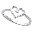 14K White Gold Diamond Heart Promise Ring - 0.02 Ct.