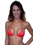 Red Wet Look Cire Bra Adorned with 70 Crystals
