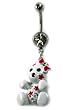Stainless Steel Christmas Belly Ring with Clear CZ - Polar Bear - Sold Individually