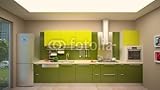 Wallmonkeys Peel and Stick Wall Decals - Kitchen Interior in Green Colours - 72