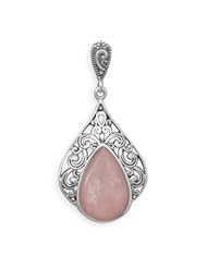 Peruvian Pink Opal Pendant Sterling Silver Teardrop Pear Shape