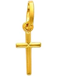 14K Yellow Gold Tiny Religious Cross Charm Pendant